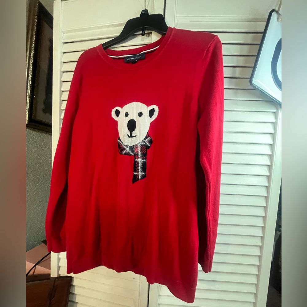 TOMMY HILFIGER Cozy Polar Bear Red Knit Sweater - Picture 5 of 12